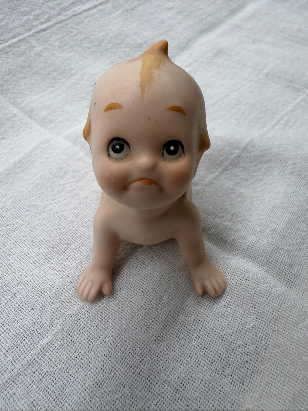 Vintage Kewpie Baby Figurine in Flesh Tone with Blonde Accent Number KW913